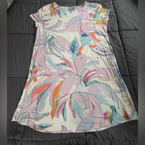 SOMA 🌸 COOL NIGHTS Short Sleeve V-neck Nightgown Bright Tropical Print Large